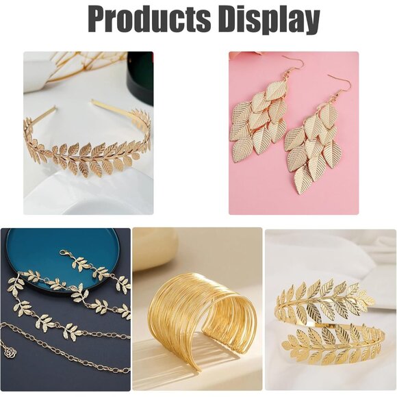 Greek Goddess Costume Accessories Set with Gold Leaf Crown Waist Chain Jewelry - Picture 3 of 6